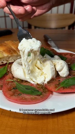 Marco on Instagram: "📚Read about BURRATA CHEESE ⬇️ Burrata is a soft-cow milk-cheese from Puglia, a region in Italy’s south east. By looking at it the similarities with mozzarella are evident. Shape and color re pretty much the same but burrata is softer inside, a little more salty and it’s spreadable. Burrata is perfect for cold dishes but largely used also cooked. A caprese salad as I did in the video or with just some prosciutto on the side. One of the most common pairings is with pistachio 