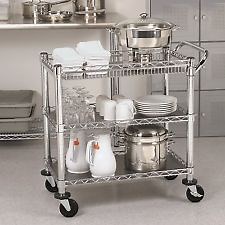 [Hot Item] Adjustable 3 Layer Commercial Kitchen Stainless Steel Service Cart with Wheels