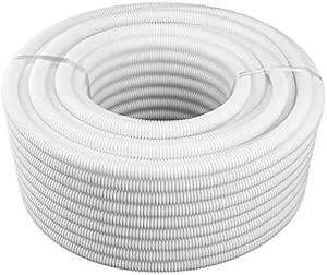 White - 30Feet Split Wire Loom Tubing 3/4" Polyethylene Corrugated Flexible Conduit, Use for Protect Delicate Cabling and Cable Management Protection Corrugated Tube