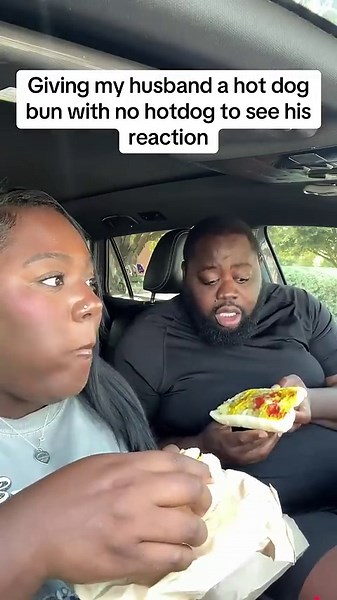 Wife pranks husband with hotdog bun without hotdog