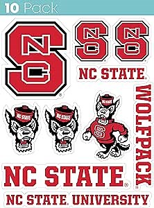 NC State Wolfpack 10 Pack Collegiate Vinyl Decal Sticker Officially Licensed Collegiate Product