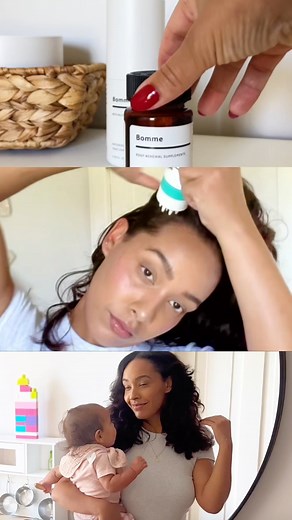 Searching for a safe and effective way to tackle postpartum hair shedding? Let Bomme handle that for you. Our simple 3-step routine is built for busy moms dealing with hair thinning and shedding after the baby. Start today at the link in our bio! | Bomme