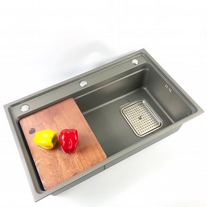 [Hot Item] Grey Millet Grain Embossed Nano Surface Kitchen Sink