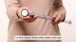 Amazon Basics No Drilling Spring Tension Curtain Rod, Adjustable 24-36" Width, Classic Finial, Black