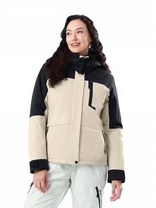 CAMEL Women's Athletic Jackets Waterproof Ski Jakcet Fleece Warm Hooded Windproof Winter Snow Outerwear Coats Gray+Khaki - Walmart.com