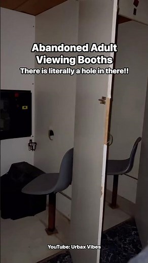 These adult viewing booths had holes between them! 😂