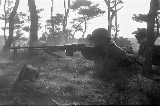 American infantrymen advance through the shattered outskirts of Taejon, Korea.. Under the crack of enemy fire, a Browning Automatic Rifleman lays down covering bursts as his squad moves up the line. Dust, heat, and fear mix with determination—the early, desperate days of the Korean War when every hill and street was contested inch by inch. #KoreanWar #Taejon1950 #USArmy #Infantry #BAR #ForgottenWar #GhostsOfTheBattlefield | Ghosts of the Battlefield