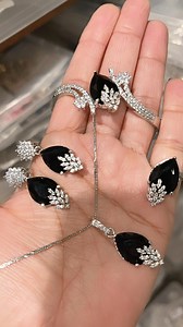 American Diamond Jewelry Set: Pendant, Earrings, Ring & Bracelet - Etsy