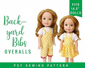 Doll Clothes Sewing Pattern for 14 Inch Doll Clothes - Overalls Sewing Pattern - Backyard Bibs - Romper Shortalls Skirt PDF Digital Pattern - Etsy