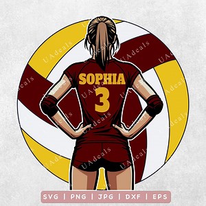 Personalized Volleyball Girl SVG, Player PNG Graphic (digital Files) - Etsy