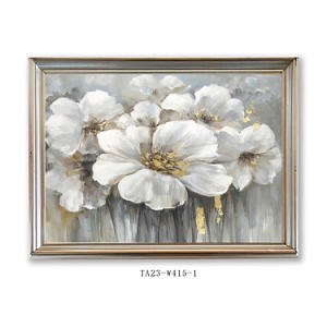 [Hot Item] Hot Selling Decorative Gold Foil Flower Design Floating Frame Wall Art Handmade Oil Paining Wall Art