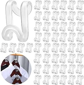 Unittype 150 Pcs Space Saving Hanger Hooks, Clothes Hanger Connector Hooks, Heavy Duty Space Saver Extender Clips for Closet Organizers (Clear)