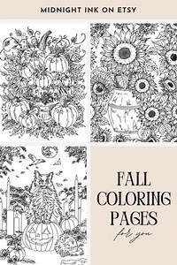 Adult Fall Coloring Pages Bundle | Printable - Etsy UK