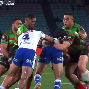 Thoughts with Ryan Sutton who is off to hospital for further investigation on neck pain he is suffering after tackle below. Fingers crossed just precautionary. The more obvious contact from Milne, but possible the secondary contact from Tatola contributed (rapid neck flexion) | NRL Physio