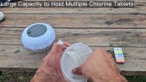 Solar Pool Chlorine Floater with Colorful Lights, Adjustable Tablet Floater for 1" & 3" Tablets, Anti-Sinking Chlorine Dispenser with Adjustable Release Outlets for Pool Hot Tub Spa