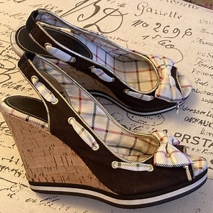 Coach Twirling Platform Cork Wedge Peep Toe Bow Sandal Shoes 👡 🎀 Size 8B