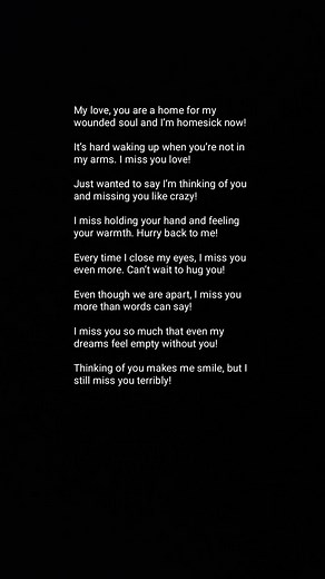 Your beautiful smile and warm hugs are what I long for most. You fill me with joy, and your presence is the light of my life. I can’t stop thinking about you. Every time I think about you, my heart cries for you. I miss you so much. 💝 Heartfelt Romantic Miss You Quotes For My soulmate #foehimorher #heartfeltlovemessage #baby #onesidedlove #forher #relationship #loveforever #thankyou #lovepoetry #imissyou #kiss #hearttouching #lovepoem #girlfriend #boyfriend #husband #wife #dating #darling #Roma