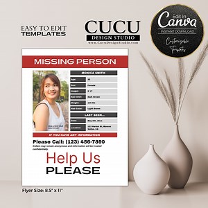 Missing Person Flyer Template | Editable Canva Design (digital Download) - Etsy
