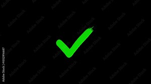 Check mark symbol. approved tick mark icon, White and Green check mark on transparent background. check mark icon animation on black background. green checkmark symbol yes approve choice,
