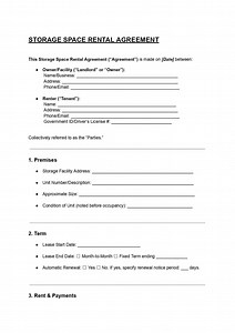 Storage Space Rental Agreement Template | Editable DOC & PDF | Facility Rental Contract - Etsy
