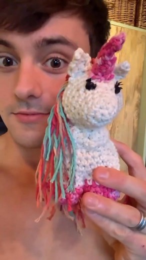 Diving into the colorful world of crochet, Olympic champion Tom Daley dazzles us once again with his extraordinary talent! 臨♻️ His dedication to perfection and creativity knows no bounds, reminds us all that true artistry knows no limits ✨ Crocheting our amigurumi Nora 濾  via @madewithlovebytomdaley #crochet #tomdaley #amigurumi #unicorn #recycled #gethoooked | Hoooked Zpagetti | Facebook