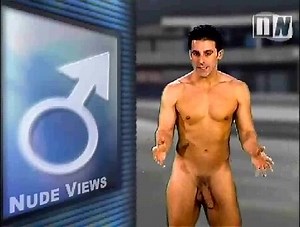 naked news (male boner on tv)