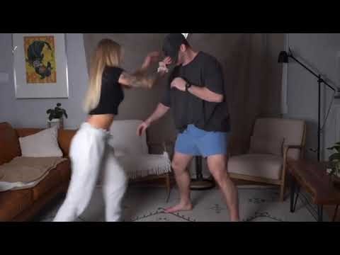 Blonde girl drops him with a kick to the balls!!!