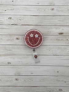 Pink Smiley Face Badge Reel - Etsy