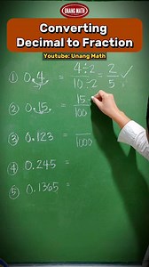 7.8K views · 146 reactions | Converting Decimal to Fraction #math #mathematics #mathtutor #MathTutoring #mathskills #mathtricks #mathhacks #mathtest #basicmath #mathreview #matheducation #mathisfun | Unang Math | Facebook