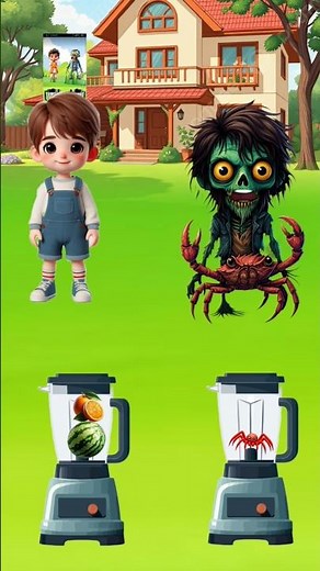 तरबूज और मकड़ी का जूस मिक्सर में 😱🍹#cartoonvideo #kidsvideo #funny ...✓