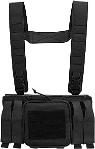 Tactical Chest Rig 1000D Nylon with 556/762 9mm Mag Pouch Molle Pouch for Airsoft Outdoor Hunting