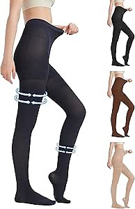 MGANG Medical Compression Pantyhose for Women & Men, Closed Toe, Opaque, Waist High Compression Circulation Leggings, 15-20 mmHg Firm Support Compression Hose for Varicose Veins, Edema, Navy Blue XL