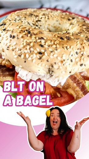 🥓🥬🍅🥯 BLT on a Bagel is my new lunch favorite! Everything bagel with homemade bacon scallion cream cheese and - of course - bacon, lettuce and tomatoes!!! 🥓 #blt #bagel #bacon #baconbaconbacon | Food Hussy
