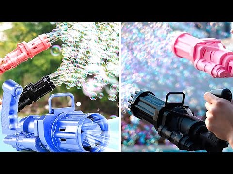 Gatling Bubble Machine Unboxing | Bubble Gun Test 2021 - How To Use Electric Bubble Machine Gun Toy