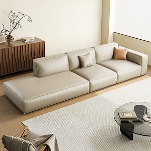 [Hot Item] Minimalist Italian Luxury White Sectional Leather Couch Wide 3 Seater Sofa Set Furniture