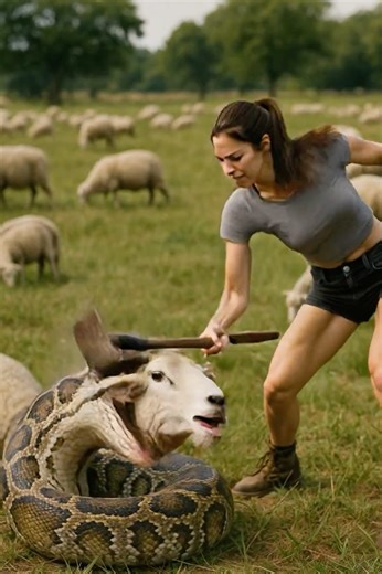 Python Coils Around a Sheep — She Runs In Without Fear! 💥🐍