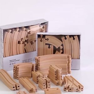 Wooden Train Track Set |57-Piece Wooden Train Set & Accessories for Toddlers,Magnetic Trains& Expansion Tracks, Compatible with Major Brands, Birthday for Boys & Girls (57)