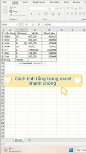 Cách tính tổng trong Excel nhanh chóng và hiệu quả chỉ với vài bước đơn giản#exceltips #booktok