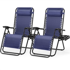 Aidoly Zero Gravity Recliner Chair Set of 2, Foldable, Patio Steel Chair for Pool, Beach, Camping, Backyard, Blue
