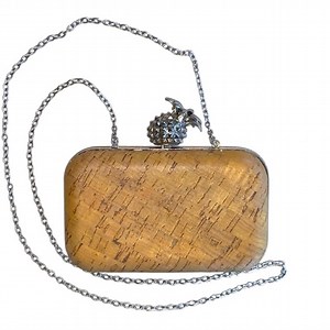 LA REGALE mini clutch, silver pineapple “kiss” clasp &, lacquered cork.