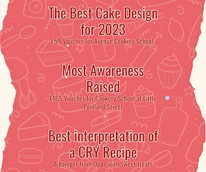 11 reactions | Once again this year we will be running competitions as part of the CRY Great Cake Bake, with new categories for 2023! Will you try for the Best Design, the Most Awareness Raised or try your hand at one of our recipes for Best Adaptation of a CRY recipe? Visit: www.c-r-y.org.uk/greatcakebake for more info on how to get involved #RaisingAwareness #CRYGreatCakeBake | Cardiac Risk in the Young | Facebook
