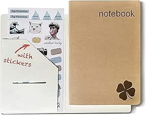 le vent Set of 2 Blank Notebooks A5 – Each 200 Lay Flat Perforated Pages – 5x8 Hardcover Unlined Notebook with a Pocket - 100 gsm Ink-proof Thick Paper - Journal Refills