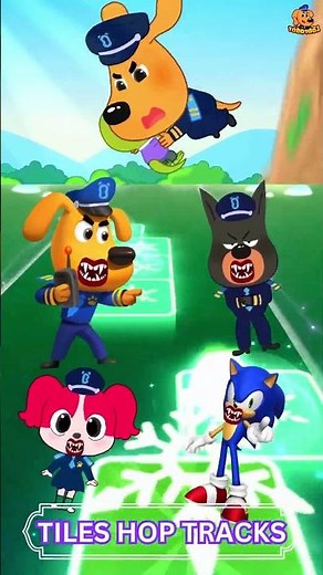 SHERIFF LABRADOR EXE vs DOBIE EXE vs SONIC X vs PAPILLON X Coffin Dance Tiles Hop (Part 2064)#shorts