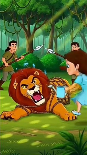 are vah kya hai 🔥 ladki Sher ko bachati hai#cartoon