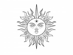 Stylized Sun Drawing - Etsy