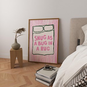 Snug as A Bug Art Print Poster Ping and Green, Trendy Retro Bedroom Print, Nursery Poster Modern Bedroom Sleep Wall Print, Digital Download - Etsy UK