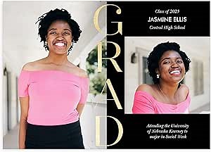 Let's Make Memories Personalized Graduation Announcements Class of 2025-50 Premium Quality Invitations - 5x7 - Custom Photo Cards & White Envelopes - Gilded Grad - 50 ct