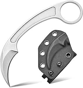 Gtk102 Fixed Blade Knife, D2 Stainless Steel Handle, EDC Tool for Outdoor Camping Hiking (Silver)