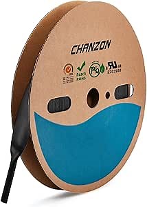 Chanzon 2:1, 45/64" (18mm) Heat Shrink Tubing (80ft Roll) Black Polyolefin Sleeve, Perfect for Diameter Heat Shrink Tubing Applications 1pcs