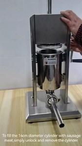 Manual Sausage Stuffer Filler, Commercial Vertical Sausage Maker Machine, 7Lbs/3L Capacity, 2 Speeds, Adjustable, 4 Stainless Steel Filling Tubes, Silver